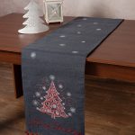 Χριστουγεννιάτικη τραβέρσα NW347 (35cm x 175cm) ανθρακί SilkFashion