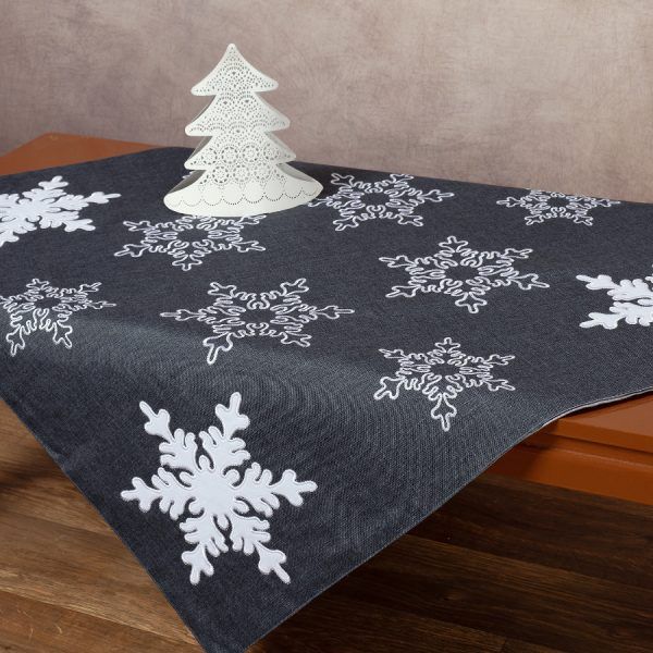 Χριστουγεννιάτικο καρέ NW348 (87cm x 87cm) ανθρακί SilkFashion