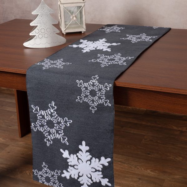 Χριστουγεννιάτικη τραβέρσα NW348 (35cm x 170cm) ανθρακί SilkFashion