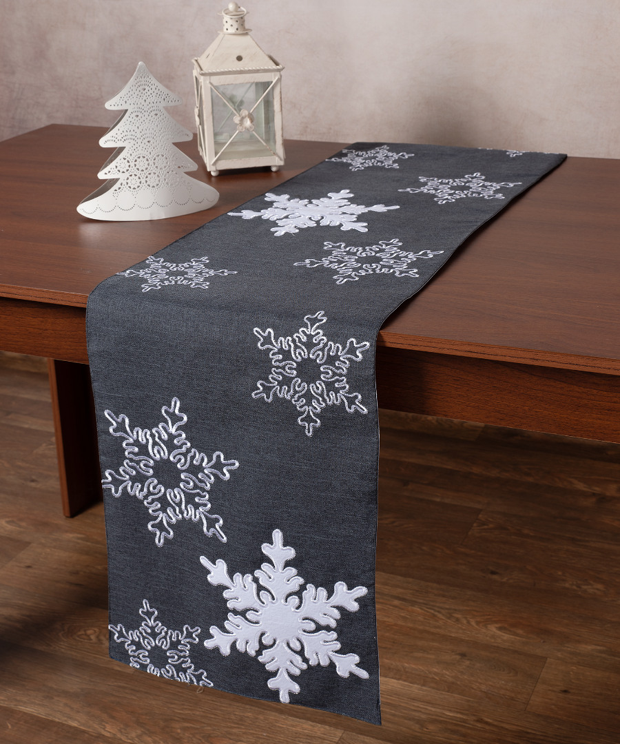 nw348athracite Χριστουγεννιάτικη τραβέρσα NW348 (35cm x 170cm) ανθρακί SilkFashion - Image 1