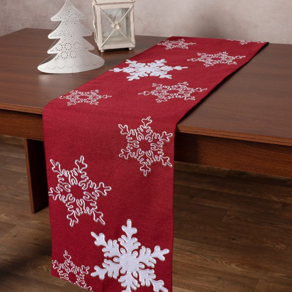 Χριστουγεννιάτικη τραβέρσα NW348 (35cm x 170cm) κόκκινη SilkFashion