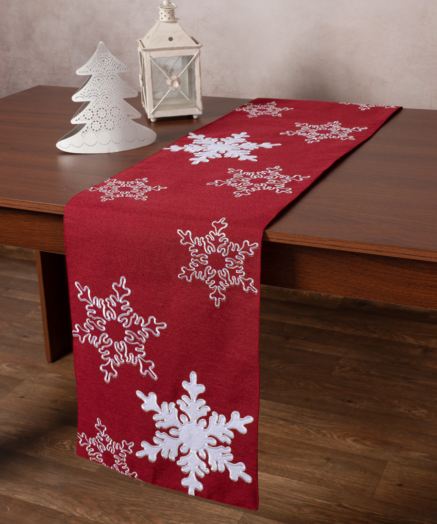 nw348red Χριστουγεννιάτικη τραβέρσα NW348 (35cm x 170cm) κόκκινη SilkFashion - Image 1