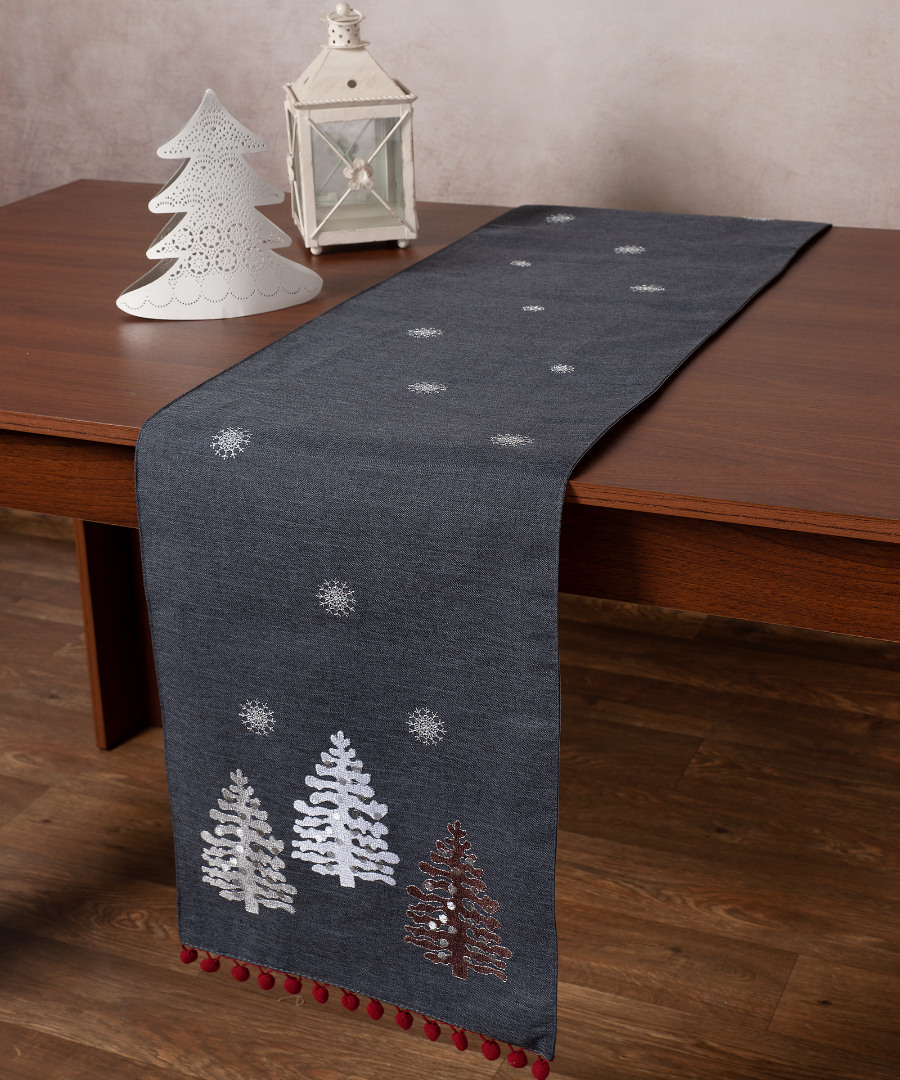 nw349anthracite1 Χριστουγεννιάτικη τραβέρσα NW349 (35cm x 175cm) ανθρακί SilkFashion - Image 1