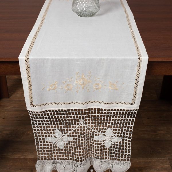 Τραβέρσα Ρουμάνικη (50cm x 200cm) εκρού SilkFashion