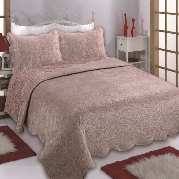 Κουβέρτα βελούδο με sherpa NX2211 (220cm x 240cm + 2x50cm x 70cm) syklamen SilkFashion