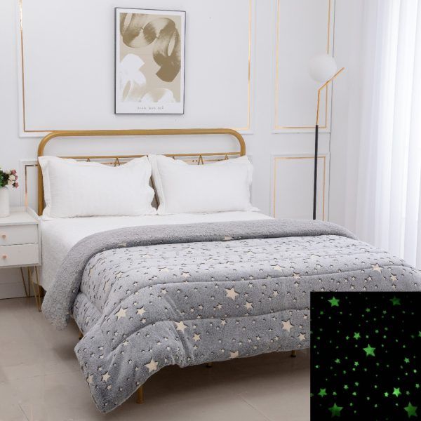Παιδικό φωσφοριζέ κουβερτοπάπλωμα star (170cm x 220cm) γκρί SilkFashion