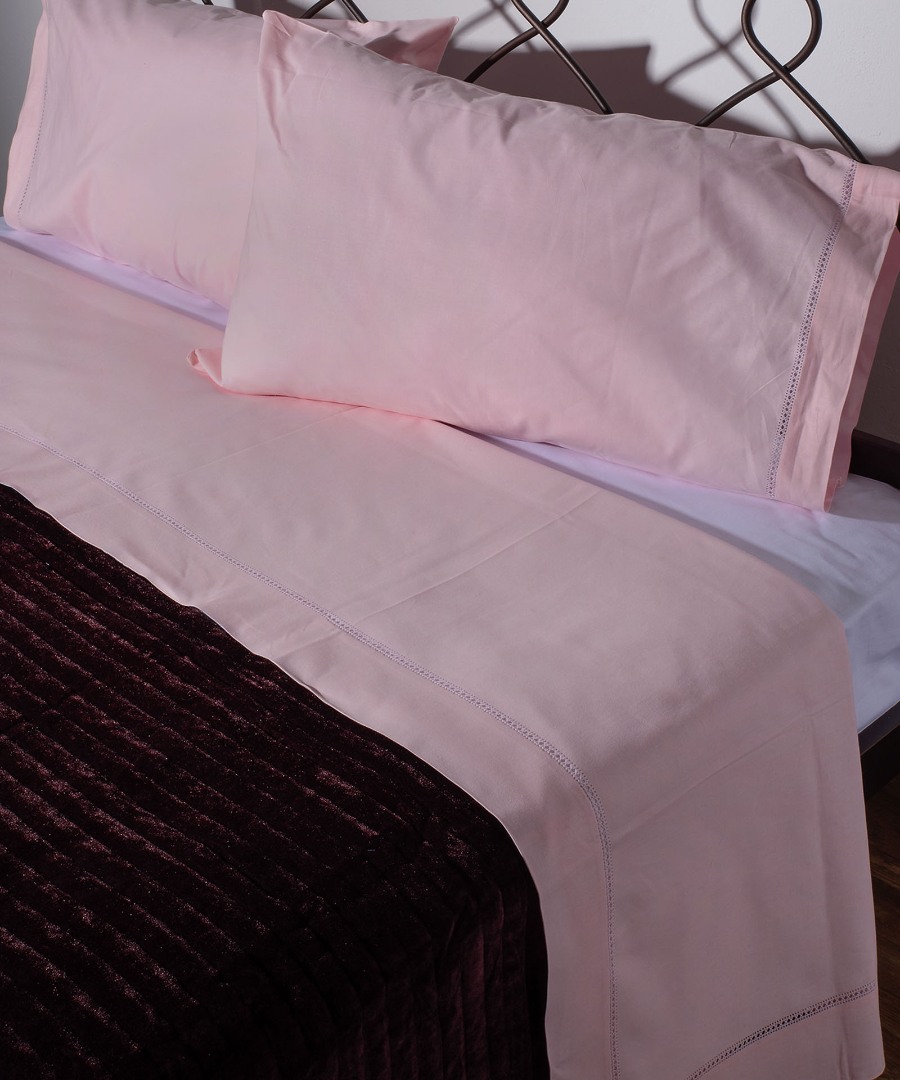 nx46azourroz ΧΕΙΡΟΠΟΙΗΤΟ ΣΕΝΤΟΝΙ ΜΕ ΑΖΟΥΡ ΝΧ46 ΤΡΙΩΝ ΤΕΜΑΧΙΩΝ (225CM X 250CM) ΡΟΖ SilkFashion - Image 1