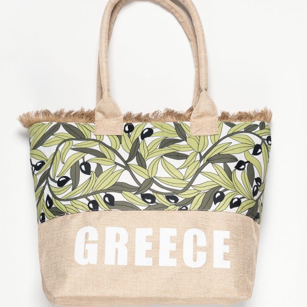 Τσάντα με χερούλι (49cm x 15cm x 34cm) ελιά GREECE SilkFashion