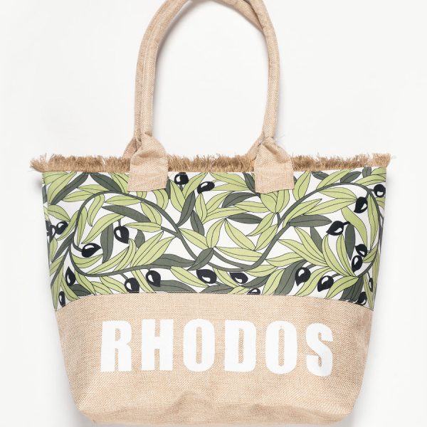 Τσάντα με χερούλι (49cm x 15cm x 34cm) ελιά RHODES SilkFashion