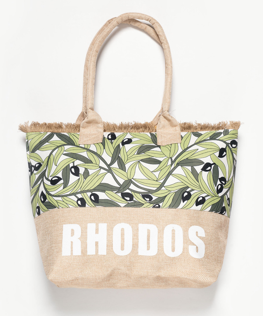 oliverhodos Τσάντα με χερούλι (49cm x 15cm x 34cm) ελιά RHODES SilkFashion - Image 1