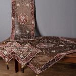 Σετ 4 τεμαχίων (90cm x 90cm, 42cm x 105cm, 2x38cm x 38cm) Ουρανία Καφέ SilkFashion