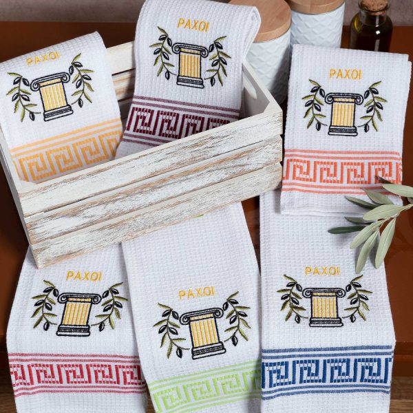 Σετ 12 τεμαχίων ποτηρόπανα (45cm x 65cm) κίωνας PAXOI SilkFashion