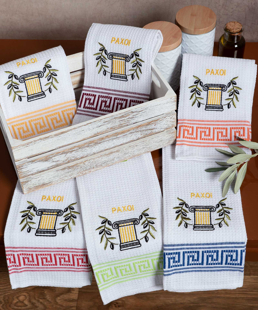 paxoi-kionas Σετ 12 τεμαχίων ποτηρόπανα (45cm x 65cm) κίωνας PAXOI SilkFashion - Image 1