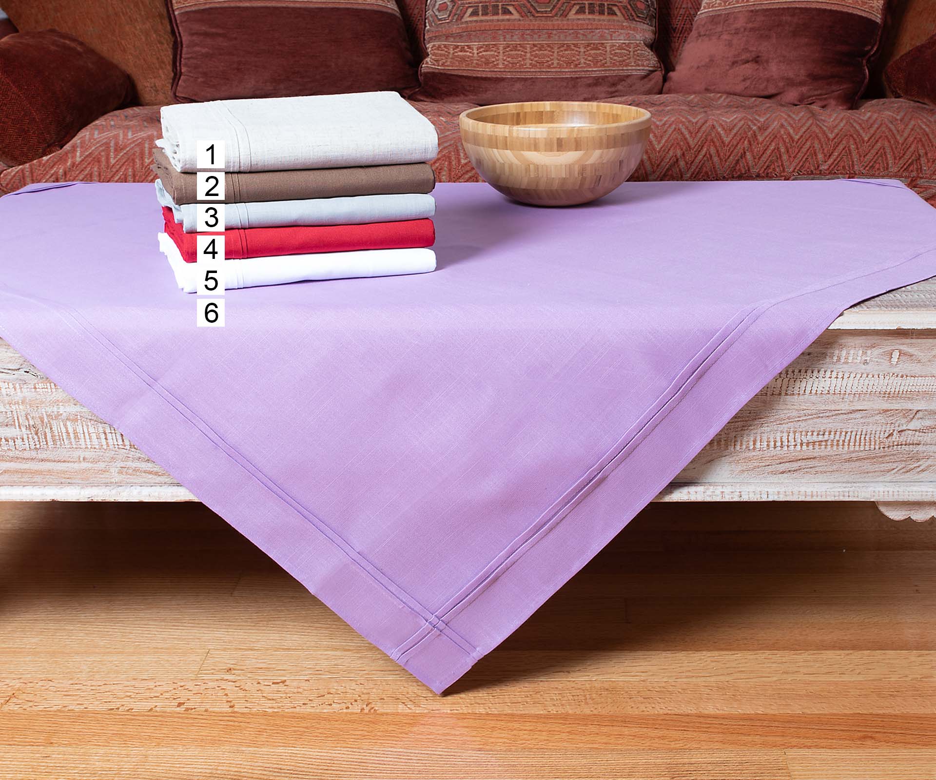 pietamov4 τραπεζομάντηλα (160cm x 220cm) πιέτα μωβ SilkFashion - Image 1