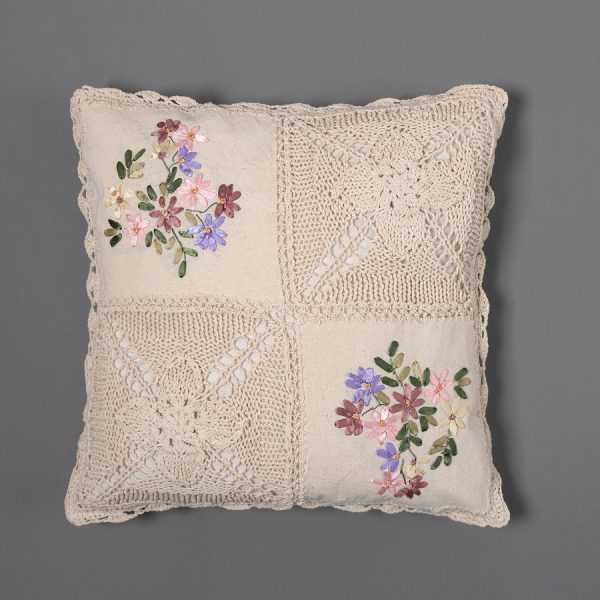 ΜΑΞΙΛΑΡΟΘΗΚΗ (40cm x 40cm) πλεκτό κορδέλα 1 SilkFashion