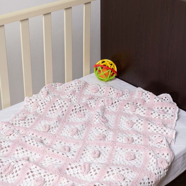 bebe κουβερτάκι (75cm x 100cm ) πλεκτό ροζ/λευκό SilkFashion