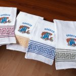 Σετ 12 τεμαχίων ποτηρόπανα (45cm x 65cm) ποδήλατο GREECE SilkFashion