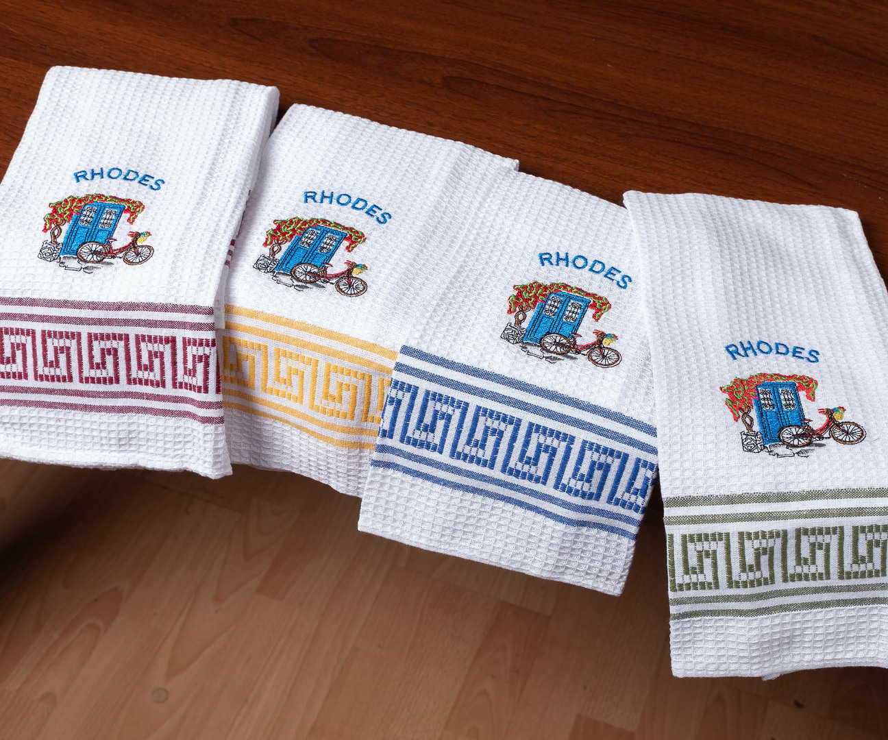 podhlatorhodes Σετ 12 τεμαχίων ποτηρόπανα (45cm x 65cm) ποδήλατο RHODES SilkFashion - Image 1