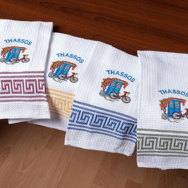 Σετ 12 τεμαχίων ποτηρόπανα (45cm x 65cm) ποδήλατο THASSOS SilkFashion