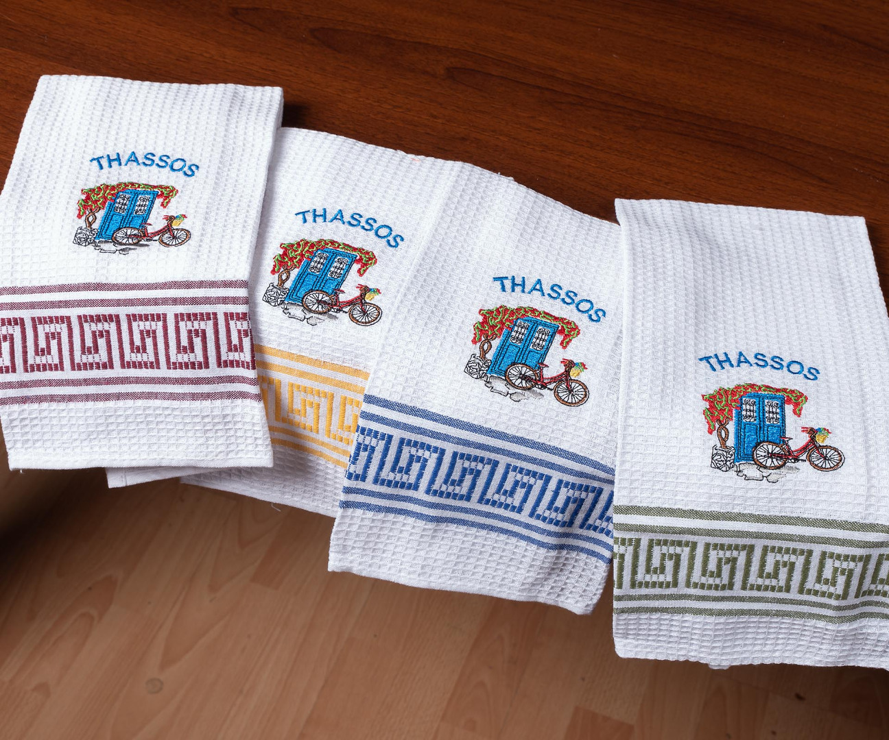 podhlatothassos Σετ 12 τεμαχίων ποτηρόπανα (45cm x 65cm) ποδήλατο THASSOS SilkFashion - Image 1