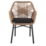 ΠΟΛΥΘΡΟΝΑ TOPIN HM6048.02 ΑΛΟΥΜΙΝΙΟ ΜΑΥΡΟ-P.E. RATTAN ΜΠΕΖ-ΜΑΞΙΛΑΡΙ ΜΑΥΡΟ 57x65x84Υ εκ - Image 3