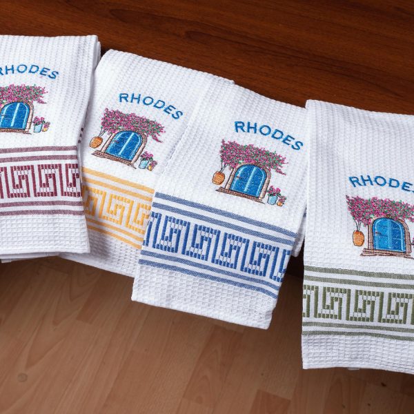 Σετ 12 τεμαχίων ποτηρόπανα (45cm x 65cm) πόρτα RHODES SilkFashion