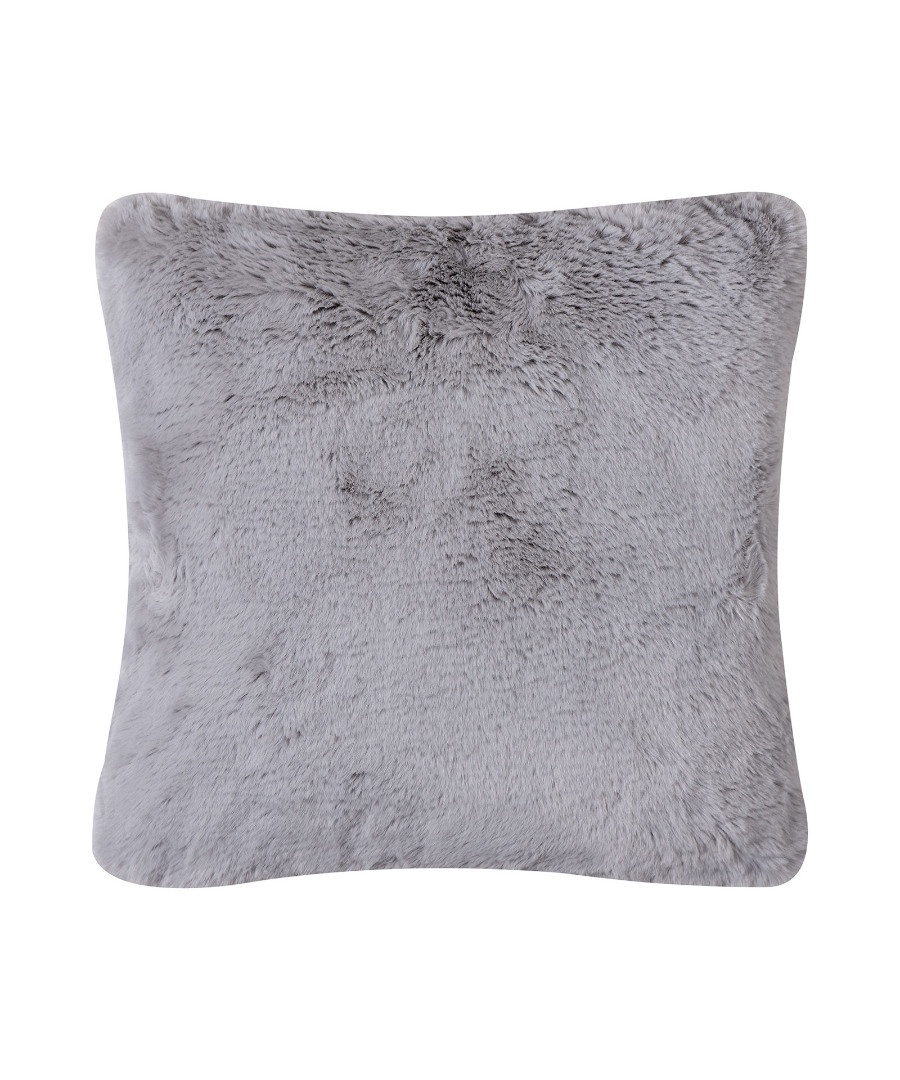 rabbitfurgrey ΜΑΞΙΛΑΡΟΘΗΚΗ RABBIT FUR ΜΕ ΓΕΜΙΣΗ (45cm x 45cm) GREY SilkFashion - Image 1