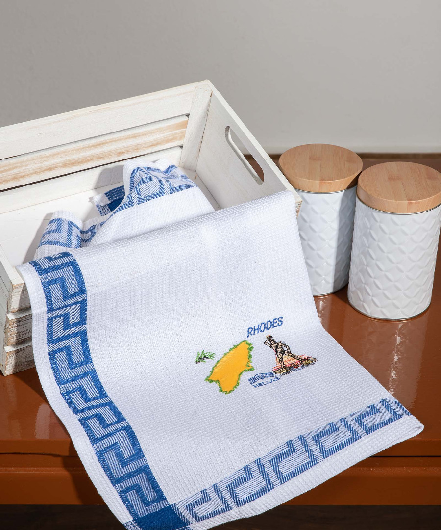 rhodes-hellas Σετ 12 τεμαχίων ποτηρόπανα (40cm x 60cm) RHODES SilkFashion - Image 1