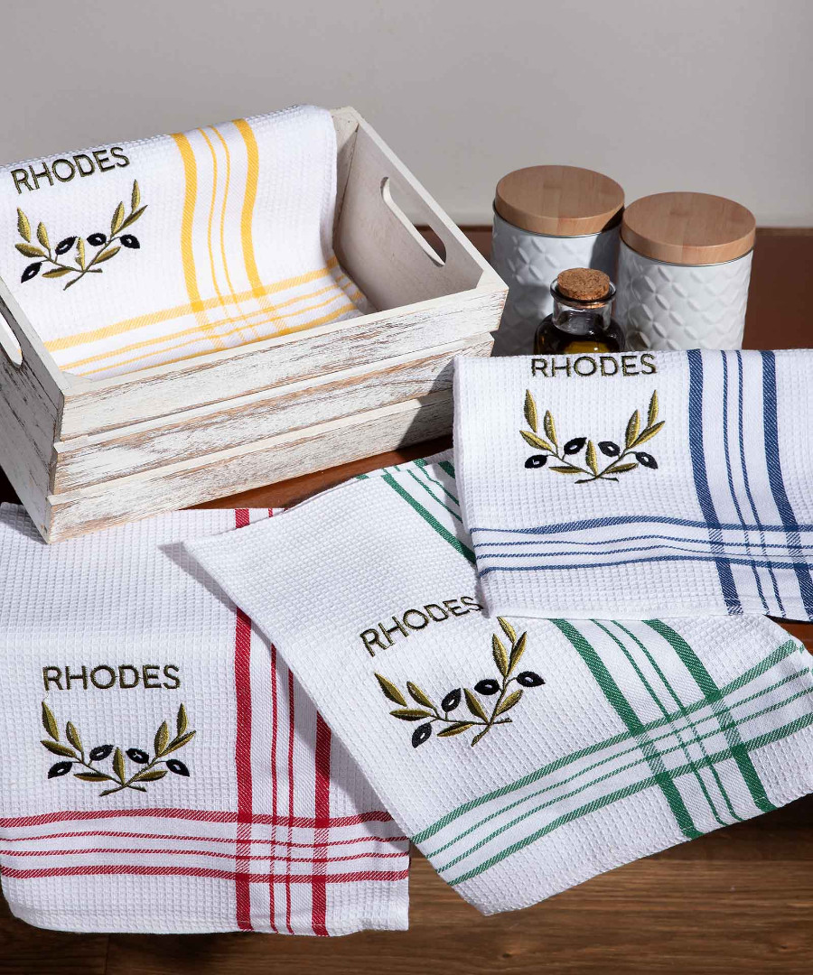 rhodes-kladi-elies1 Σετ 12 τεμαχίων ποτηρόπανα (45cm x 65cm) RHODES5 SilkFashion - Image 1