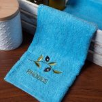 Πετσέτα Προσώπου ( 50cm x 100cm ) Σιέλ με Κλαδί ΡΟΔΟΣ SilkFashion