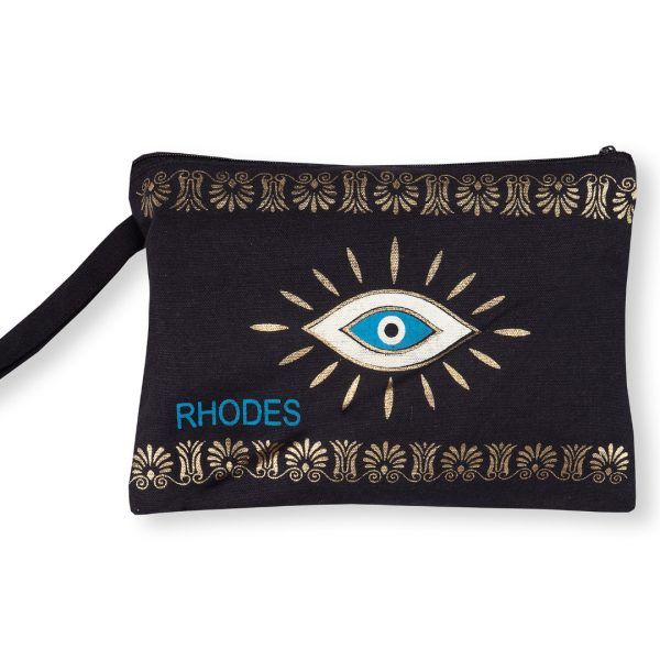Πορτοφόλι καραβόπανο (30cm x 20cm) gold 4 RHODES SilkFashion