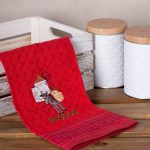 Σετ 12 τεμαχίων ποτηρόπανα γκοφρέ (50cm x 70cm) κόκκινο γάιδαρος RHODES SilkFashion