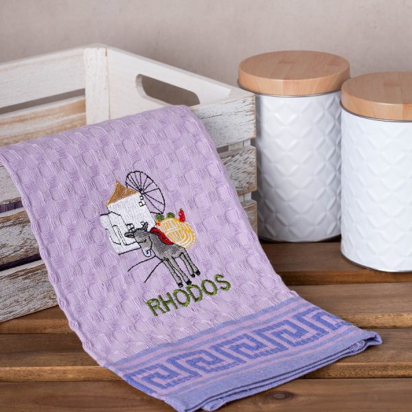 Σετ 12 τεμαχίων ποτηρόπανα γκοφρέ (50cm x 70cm) λιλά γαίδαρος RHODES SilkFashion