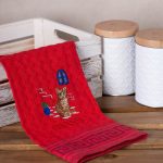 Σετ 12 τεμαχίων ποτηρόπανα γκοφρέ (50cm x 70cm) κόκκινο γάτα RHODES SilkFashion