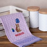 Σετ 12 τεμαχίων ποτηρόπανα γκοφρέ (50cm x 70cm) λιλά γάτα RHODES SilkFashion