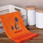 Σετ 12 τεμαχίων ποτηρόπανα γκοφρέ (50cm x 70cm) πορτοκαλί γάτα RHODES SilkFashion