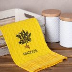 Σετ 12 τεμαχίων ποτηρόπανα γκοφρέ (50cm x 70cm) κίτρινο γλάστρα RHODES SilkFashion