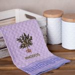 Σετ 12 τεμαχίων ποτηρόπανα γκοφρέ (50cm x 70cm) λιλά γλάστρα RHODES SilkFashion