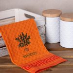 Σετ 12 τεμαχίων ποτηρόπανα γκοφρέ (50cm x 70cm) πορτοκαλί γλάστρα RHODES SilkFashion