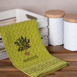 Σετ 12 τεμαχίων ποτηρόπανα γκοφρέ (50cm x 70cm) πράσινο γλάστρα RHODES SilkFashion