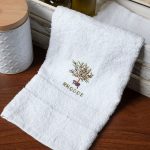 Δωδεκάδα πετσέτες χεριών (30cm x 50cm) λευκό με γλάστρα ΡΟΔΟΣ SilkFashion