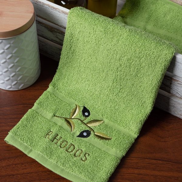 Πετσέτα Σώματος ( 70cm x 140cm ) Πράσινο με Κλαδί ΡΟΔΟΣ SilkFashion
