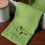 Πετσέτα Προσώπου ( 50cm x 100cm ) Πράσινο με κλαδί ΡΟΔΟΣ SilkFashion