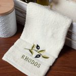 Δωδεκάδα πετσέτες χεριών (30cm x 50cm) ivory με κλαδί ΡΟΔΟΣ SilkFashion