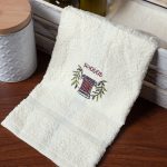 Δωδεκάδα πετσέτες χεριών (30cm x 50cm) ivory με κόκκινο κίωνα ΡΟΔΟΣ SilkFashion