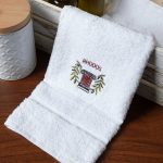 Δωδεκάδα πετσέτες χεριών (30cm x 50cm) λευκό με κόκκινο κίωνα ΡΟΔΟΣ SilkFashion