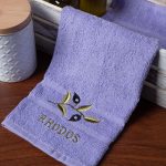 Πετσέτα Προσώπου ( 50cm x 100cm ) Μωβ με Κλαδί ΡΟΔΟΣ SilkFashion