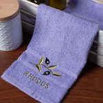 Δωδεκάδα πετσέτες χεριών (30cm x 50cm) λιλά με κλαδί ΡΟΔΟΣ SilkFashion