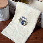 Δωδεκάδα πετσέτες χεριών (30cm x 50cm) ivory με μπλέ κίωνα ΡΟΔΟΣ SilkFashion