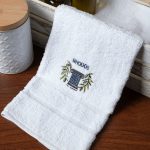 Πετσέτα Προσώπου ( 50cm x 100cm ) Λευκό με Μπλε Κίωνα ΡΟΔΟΣ SilkFashion